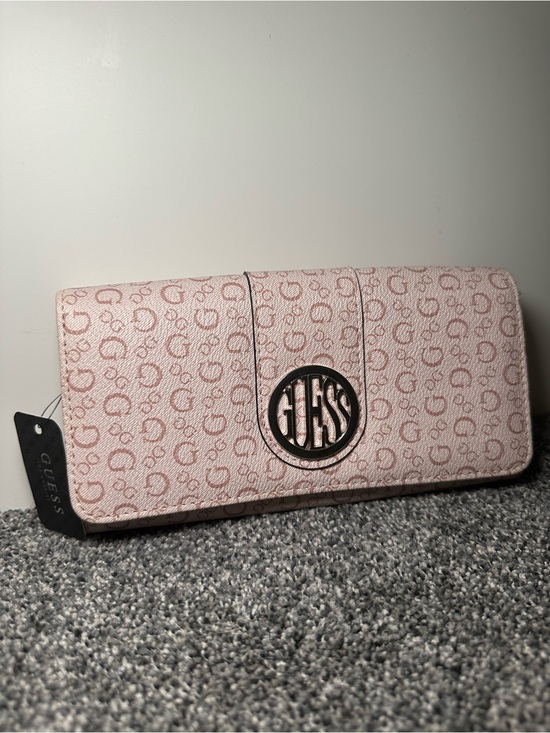 Guess Handbags - GUESS Blush Pink Signature Continental Wallet with Logo Medallion